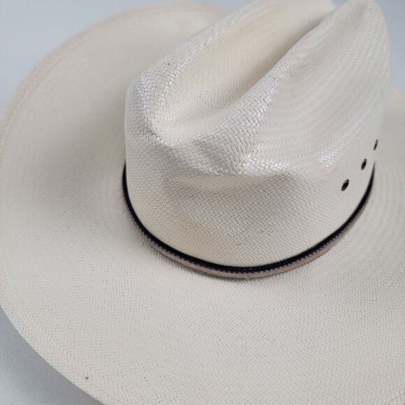 Stetson 10x Spartan Natural Straw Round Oval Western Cowboy Hat 7 1/4 NWD - Picture 5 of 16